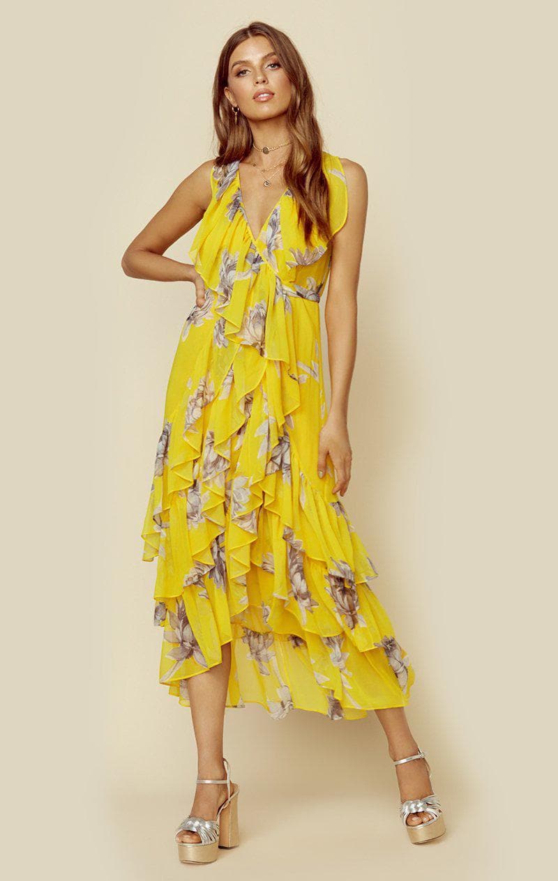 MISA ILUNE DRESS - YELLOW BLOOM