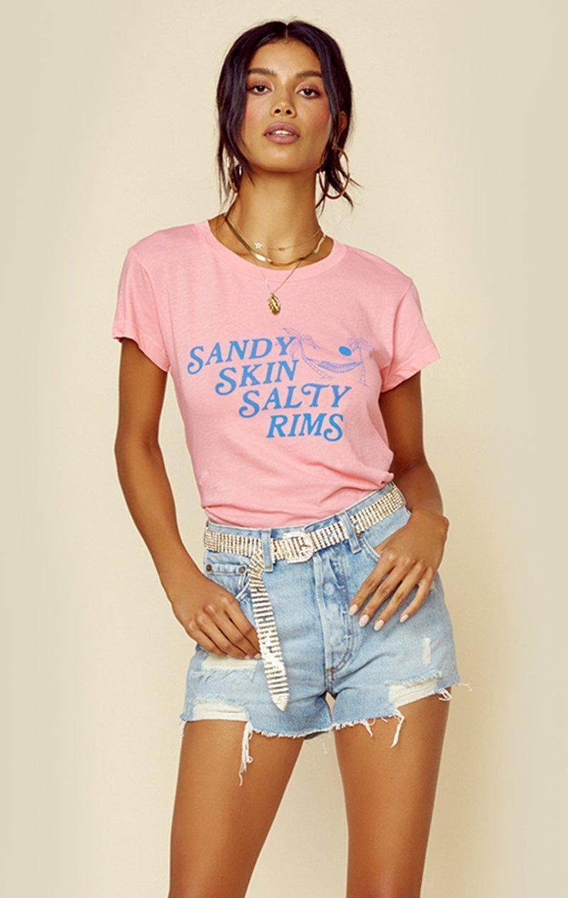 WILDFOX SANDY SKIN SALTY RIMS TEE - BUBBLEGUM