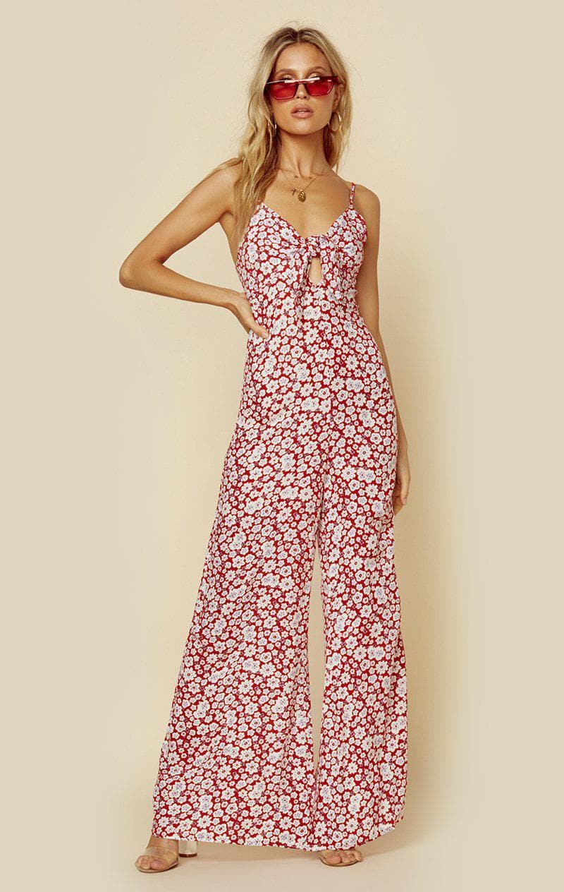 AUGUSTE THE LABEL MILA PALMS JUMPSUIT - RED FLORAL
