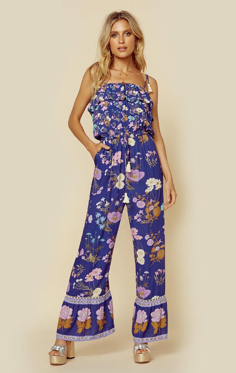 SPELL & THE GYPSY COLLECTIVE WILD BLOOM STRAPPY PANTSUIT - NAVY BLOOM