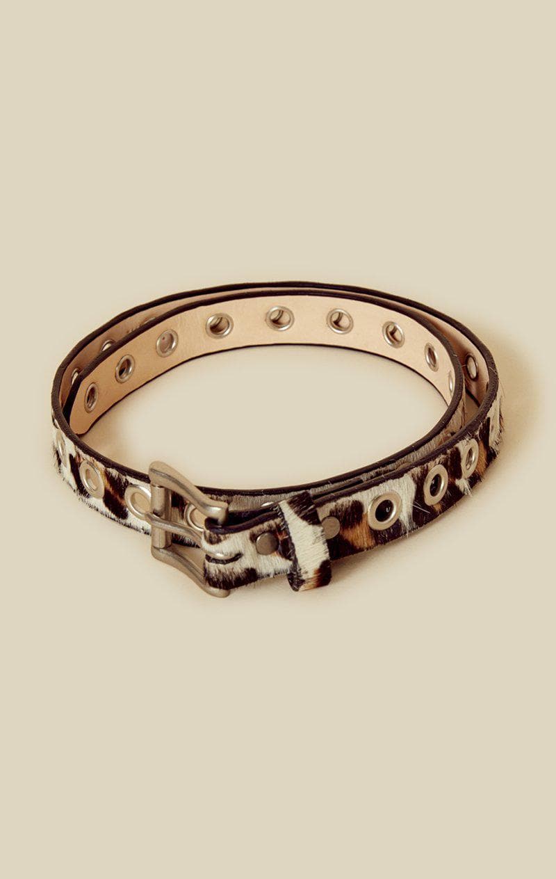 BRAVE LEATHER DAI LEOPARD PRINT LEATHER BELT - WHISKEY LEOPARD