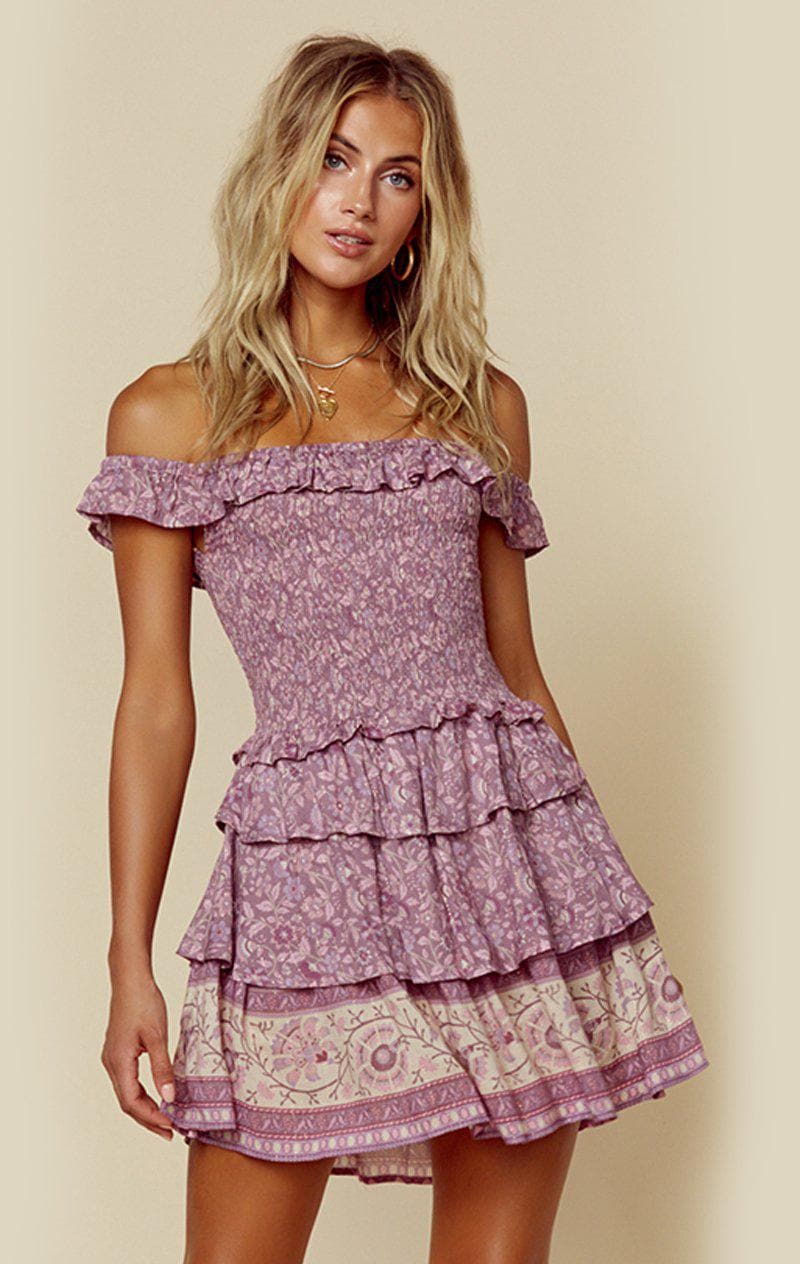 SPELL & THE GYPSY COLLECTIVE DAHLIA RA-RA MINI DRESS - MULBERRY