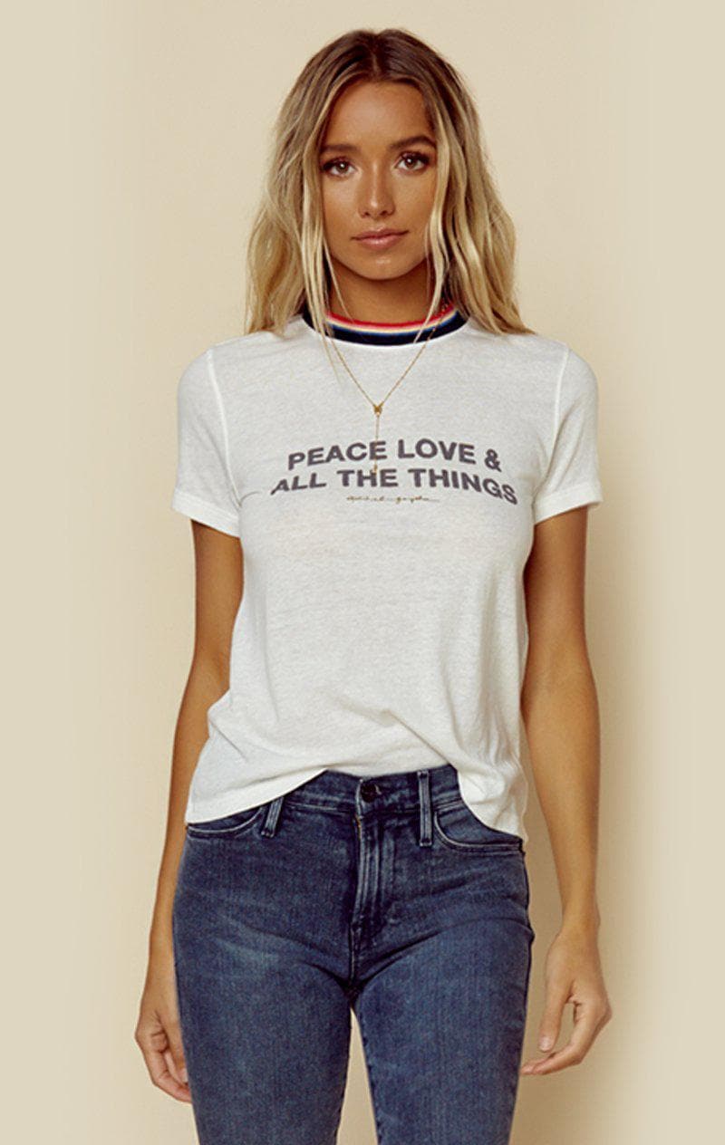 SPIRITUAL GANGSTER PEACE SLIM GYM TEE - STONE WHITE