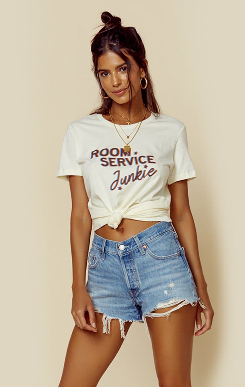 SUGARHIGH LOVESTONED ROOM SERVICE TEE - IVORY