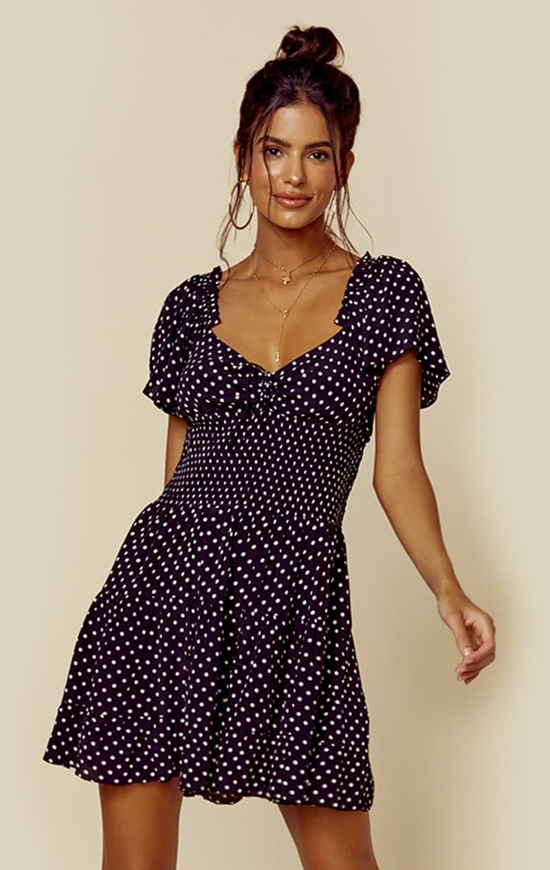 CLEOBELLA ANNE DRESS - BLACK POLKA DOT