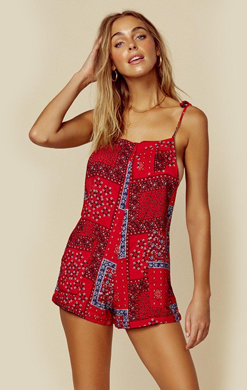 STILLWATER SOME BEACHY SHORTERALLS - RED PAISLEY