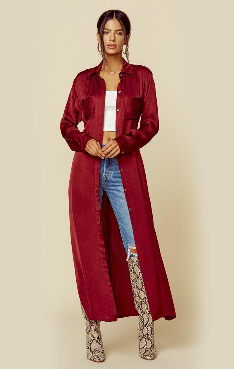 STILLWATER THE DARRIAN SHIRT DRESS - DEEP RED