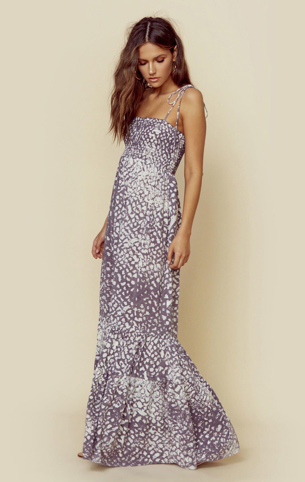 BLUE LIFE SUMMER BREEZE MAXI DRESS - DISTRESSED LEOPARD GREY