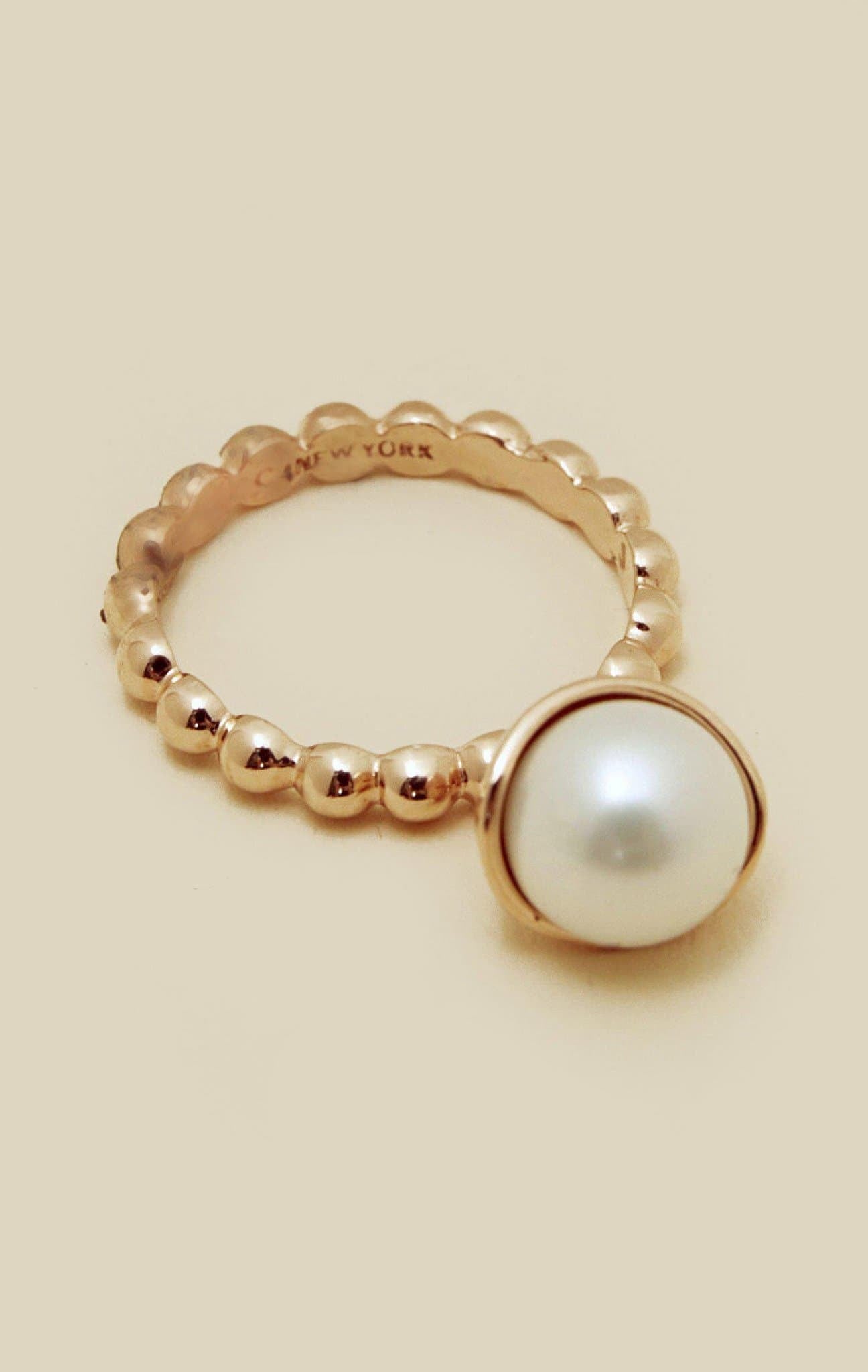 AVEC POMPOM PEARL BUBBLE RING - ROSEGOLD