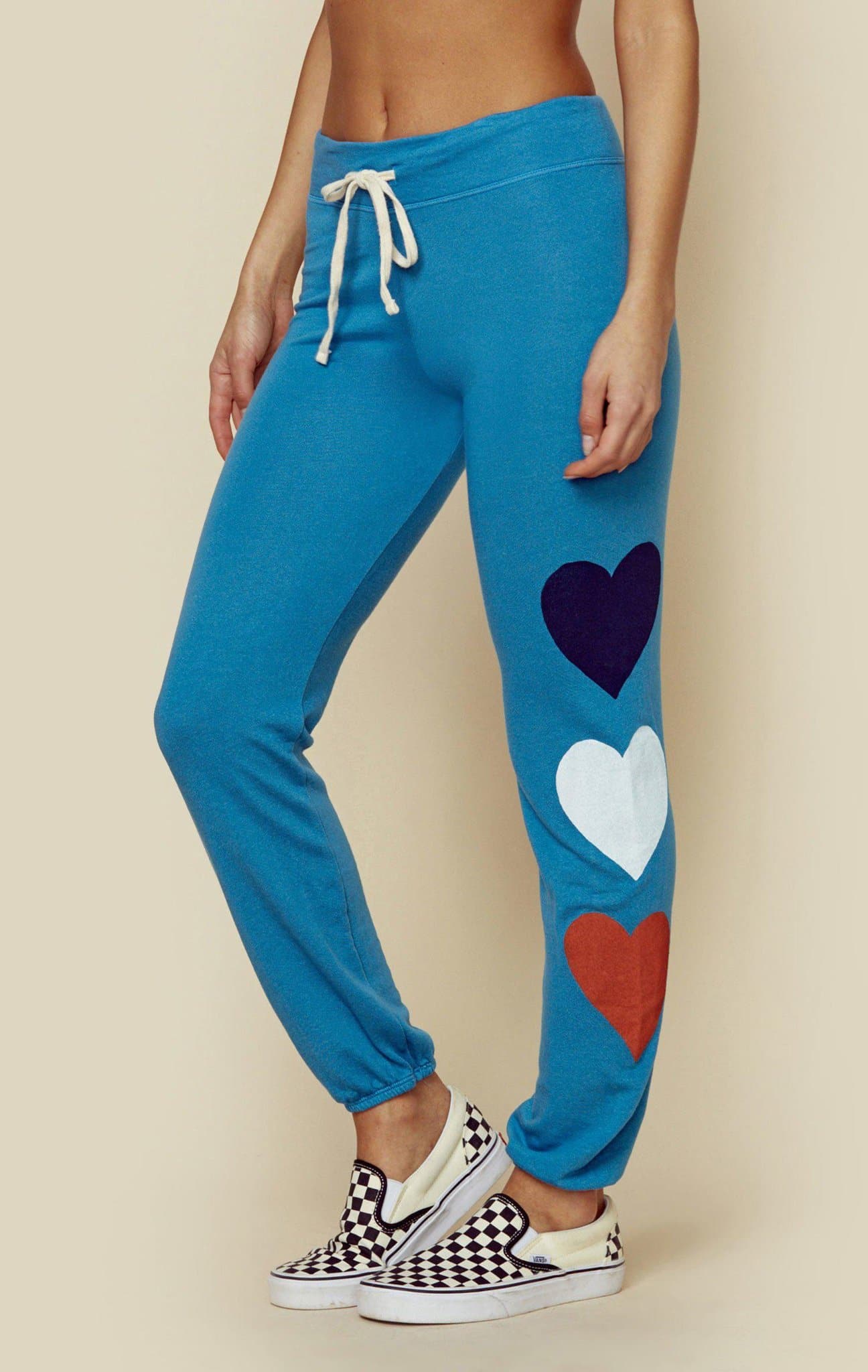 SUNDRY BASIC SWEATPANT HEARTS - AQUA