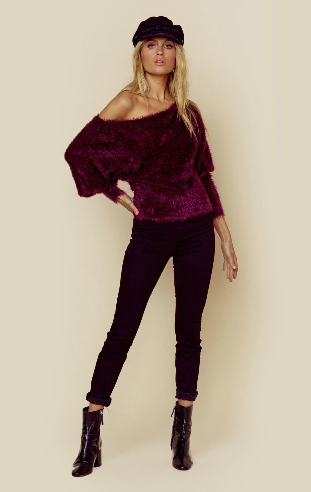 KNITZ/FOR LOVE AND LEMONS LOU SLOUCHY SWEATER - PURPLE