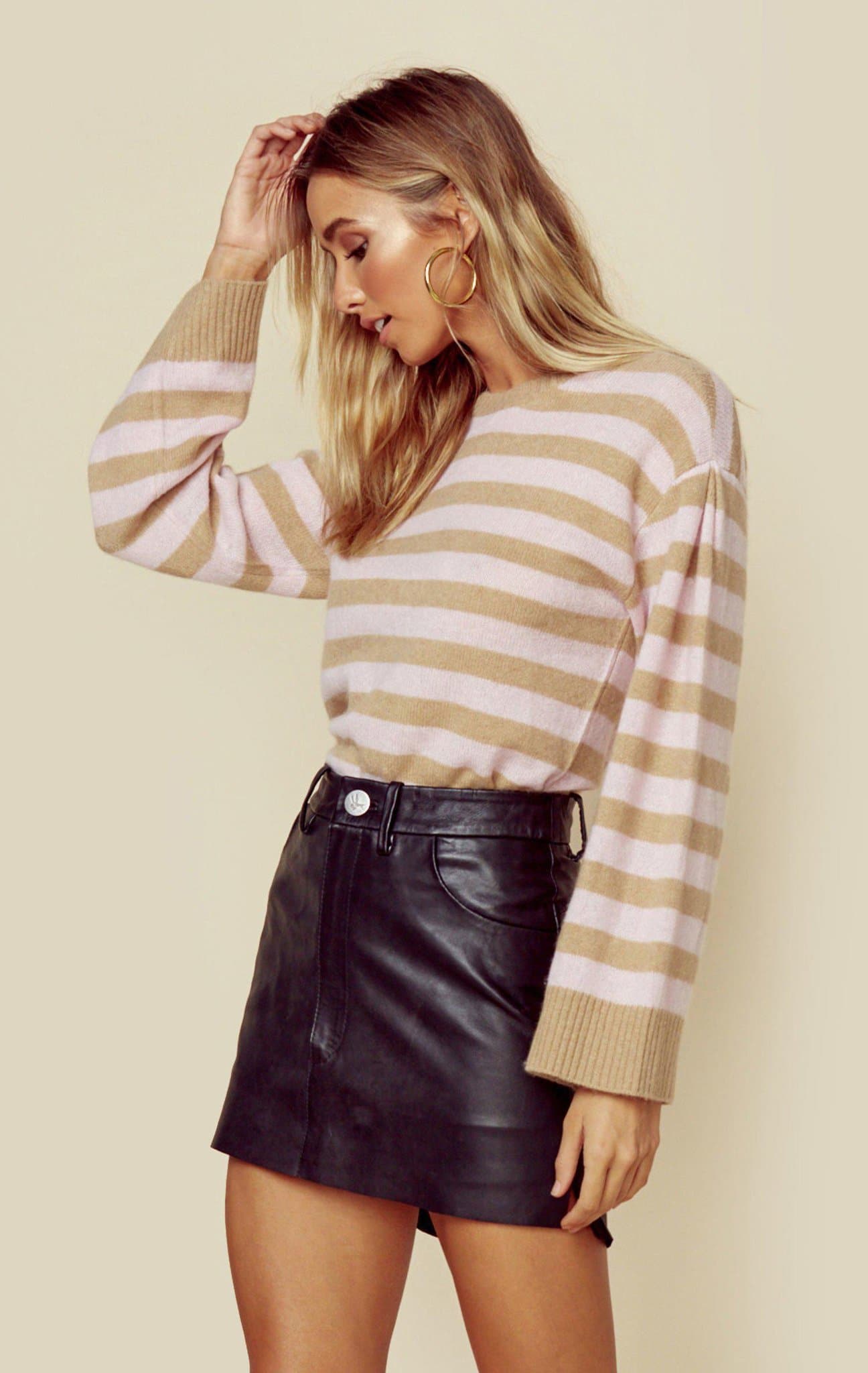 REBECCA MINKOFF MARGO SWEATER - ROSE/CAMEL