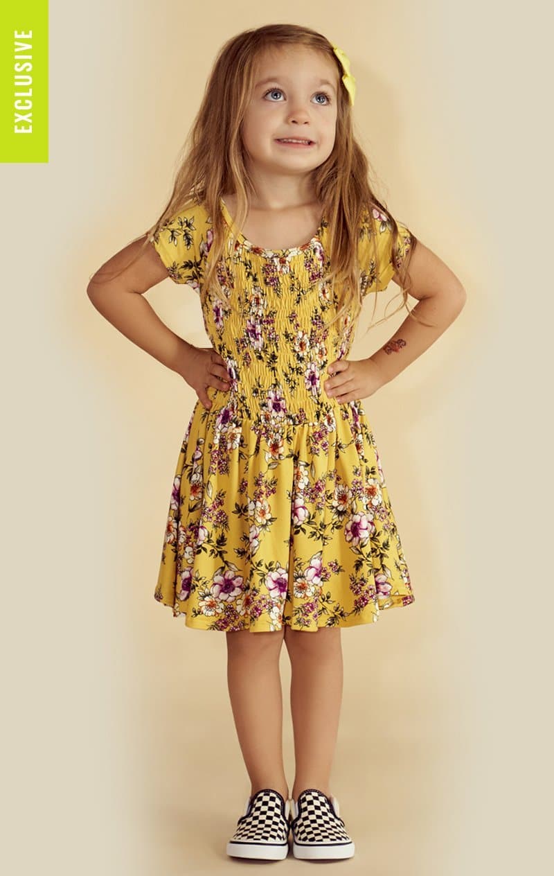 FUNKY FLOWERS BUTTERCUP DRESS - OLIVE PINK CAMO