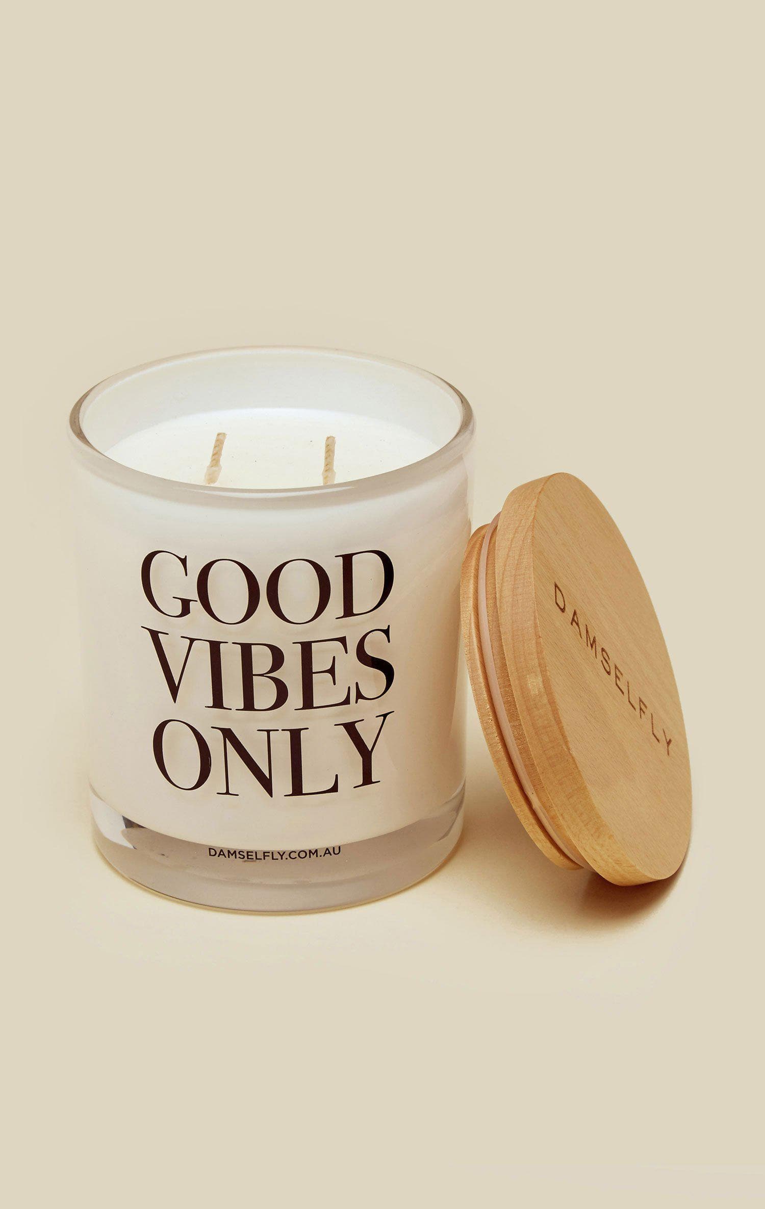 DAMSELFLY GOOD VIBES ONLY CANDLE - WHITE
