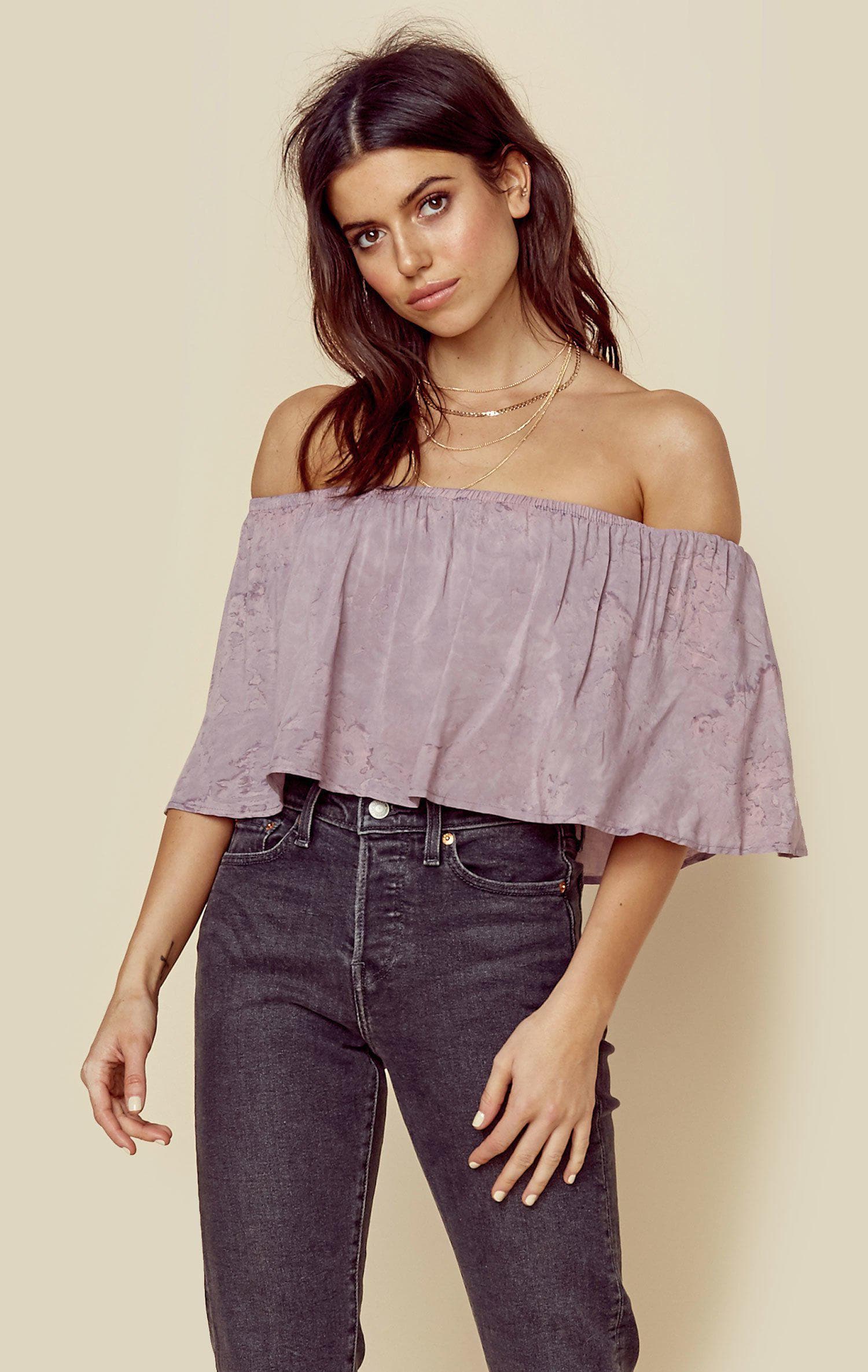 BLUE LIFE FRILLRIDE CROP TOP - RAIN VIOLET