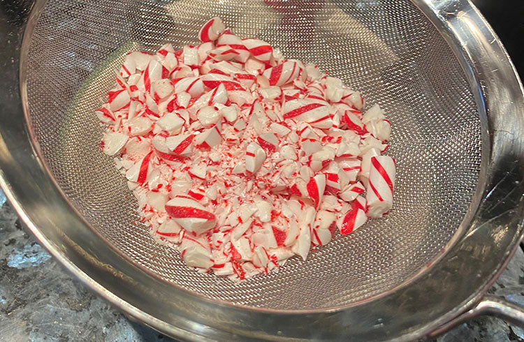 Sift the peppermint candy.
