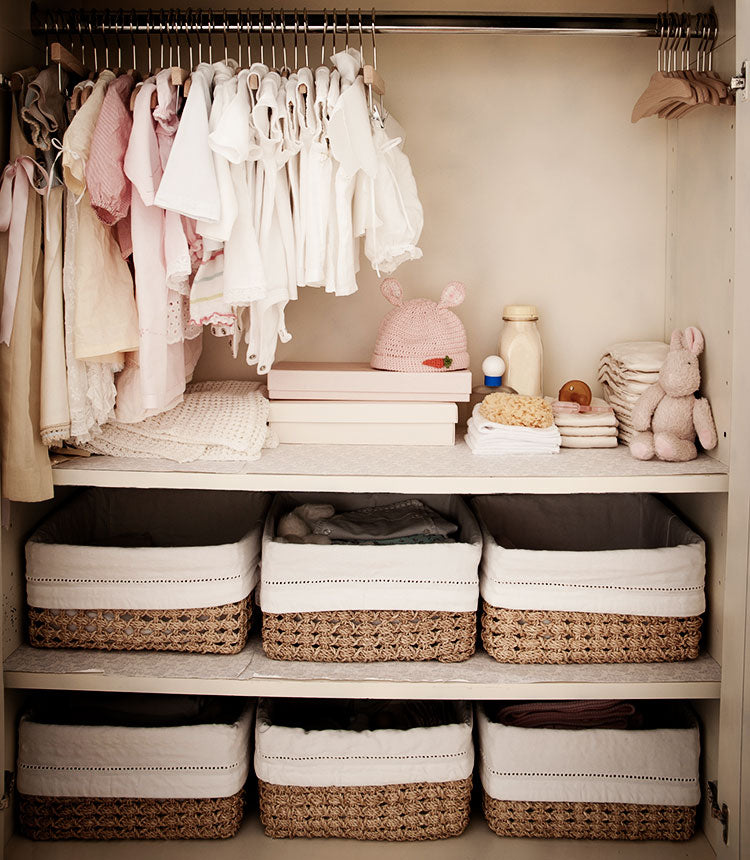 Use baskets to organize items in your closet.