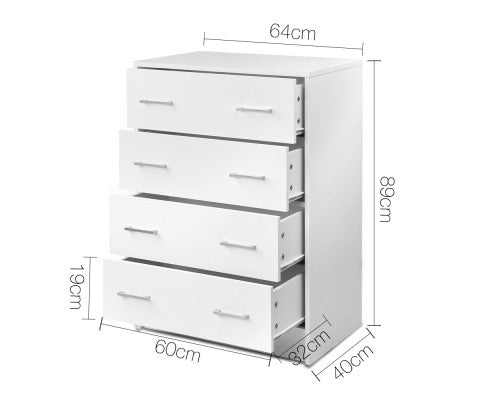 4 Drawer Wardrobe Tallboy Dresser Bedroom Storage Contemporary