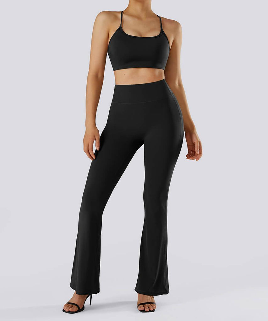 Lux Cyprus High Rise Flared Leg Pants, Workout Bottoms