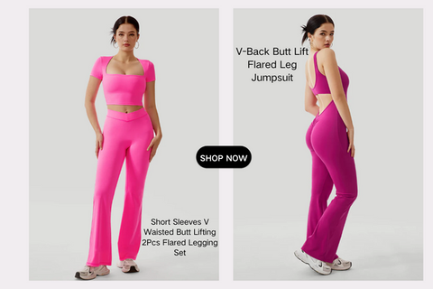 Promotional images of women wearing pink sportswear
