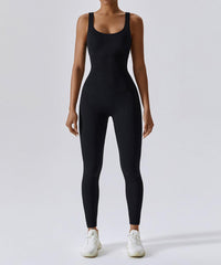 Ribbed Solid Color Tummy Control Sleeveless Seamless Jumpsuit