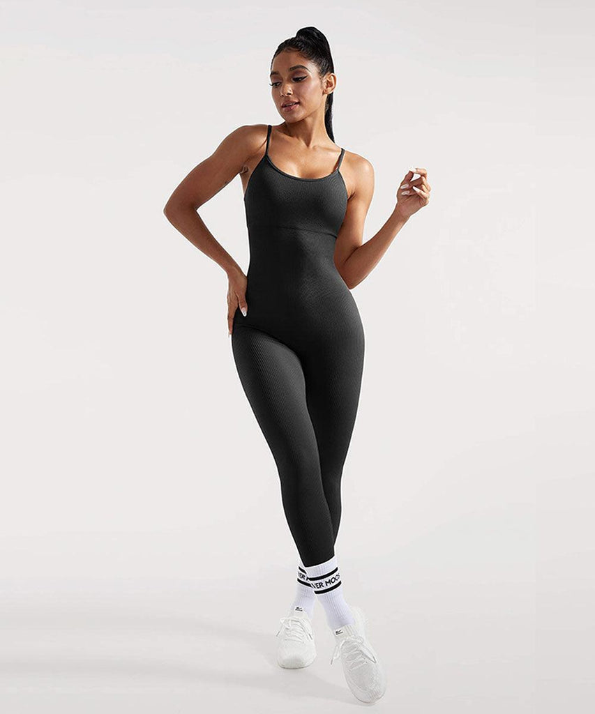 Womens Sleeveless Biker Black Seamless Jumpsuit With Tummy Control For  Yoga, Gym, And Workouts From Vonwafer, $13.12