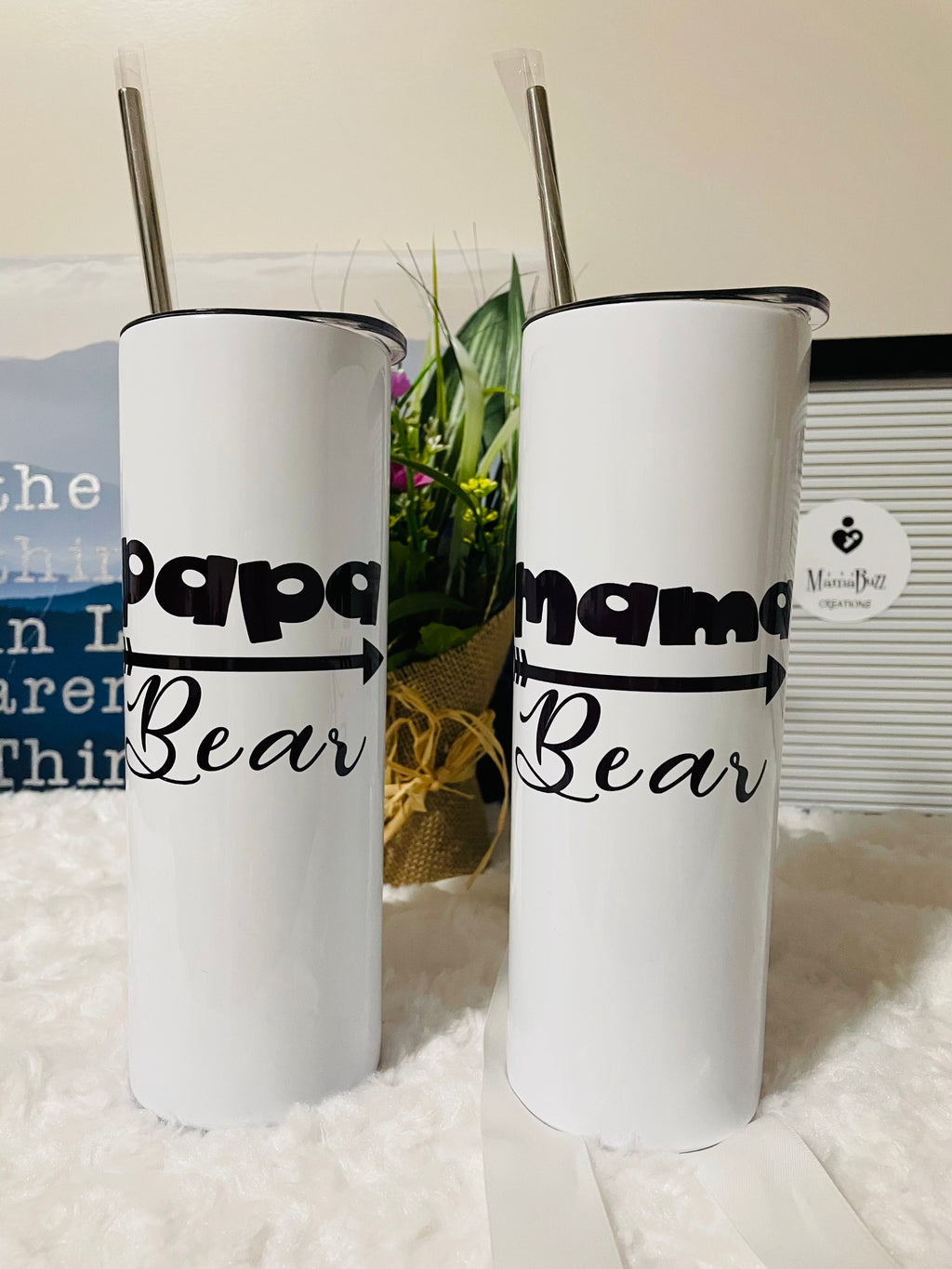 Mom Tumbler, Mama Bear and Cubs, Papa Bear, 22 Oz Personalized Tumbler,  Custom Tumbler With Straw, Mother's Day, Father's Day 