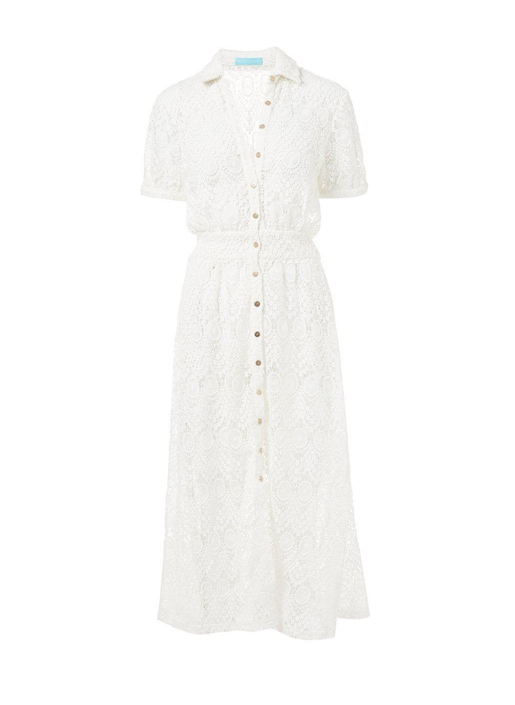 white midi button down dress