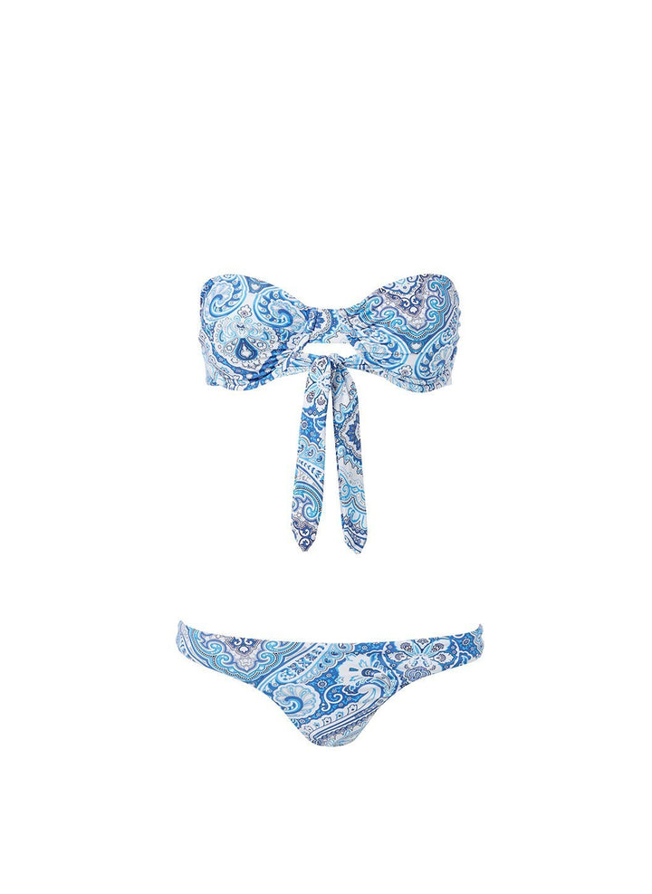 Melissa Odabash Barbados Blue Paisley Underwired Cup Bandeau Bikini Official Website