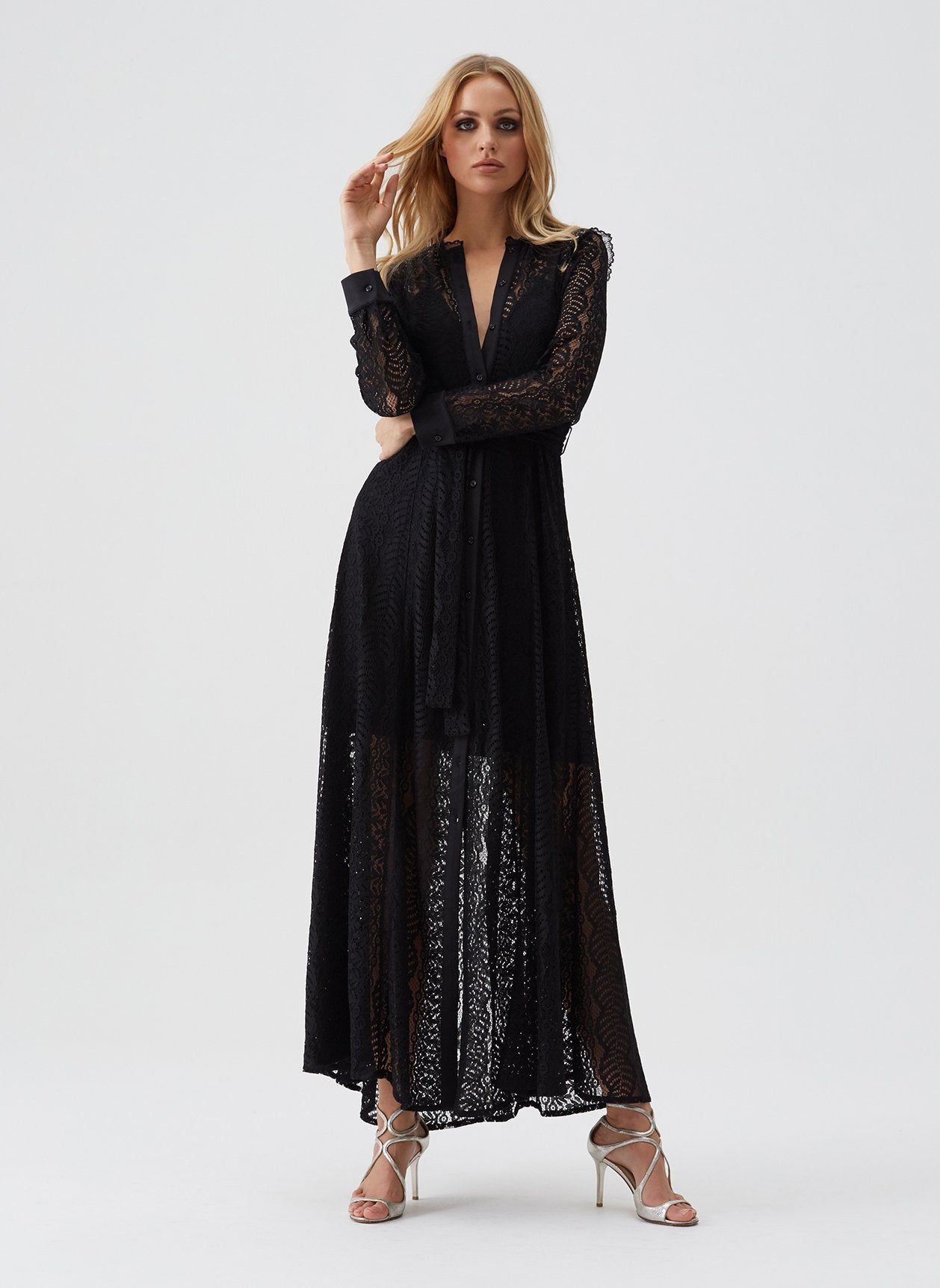 lace shirt dress black