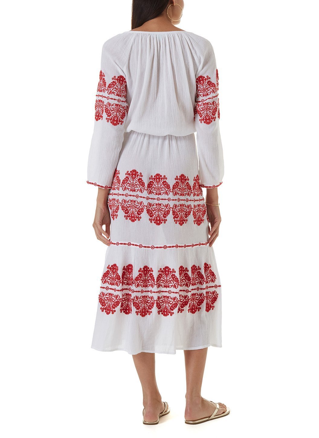 white and red embroidered dress