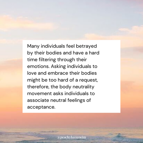 Image of a sunset with text describing the importance of body neutrality