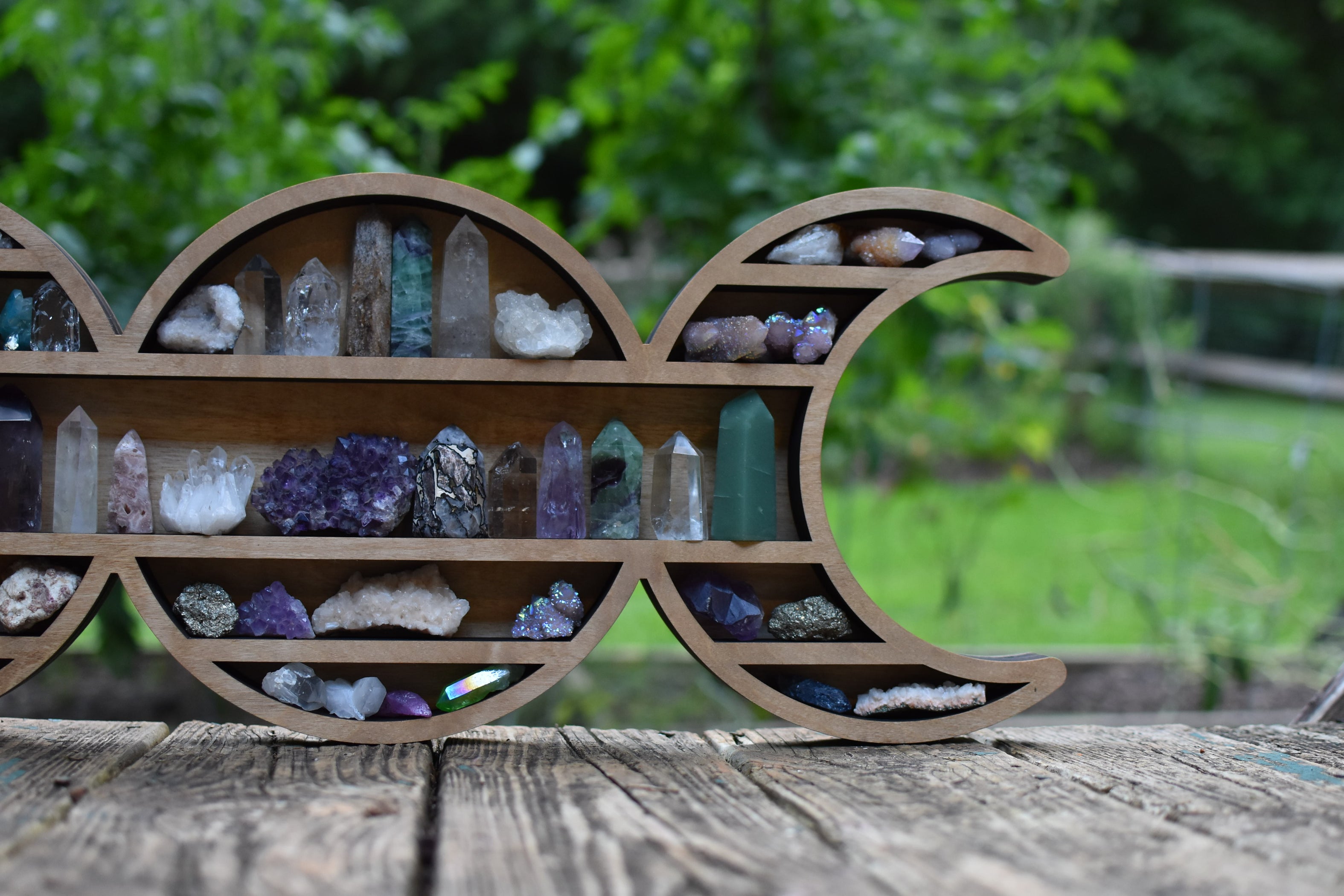 wooden moon shelf