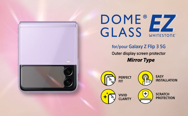 Whitestone Dome Glass [1set 4pcs] for Samsung Galaxy Z Flip 3 Premium Film Screen Protector Anti-Shock,HD Clear,Self Healing EPU Film for Galaxy Z