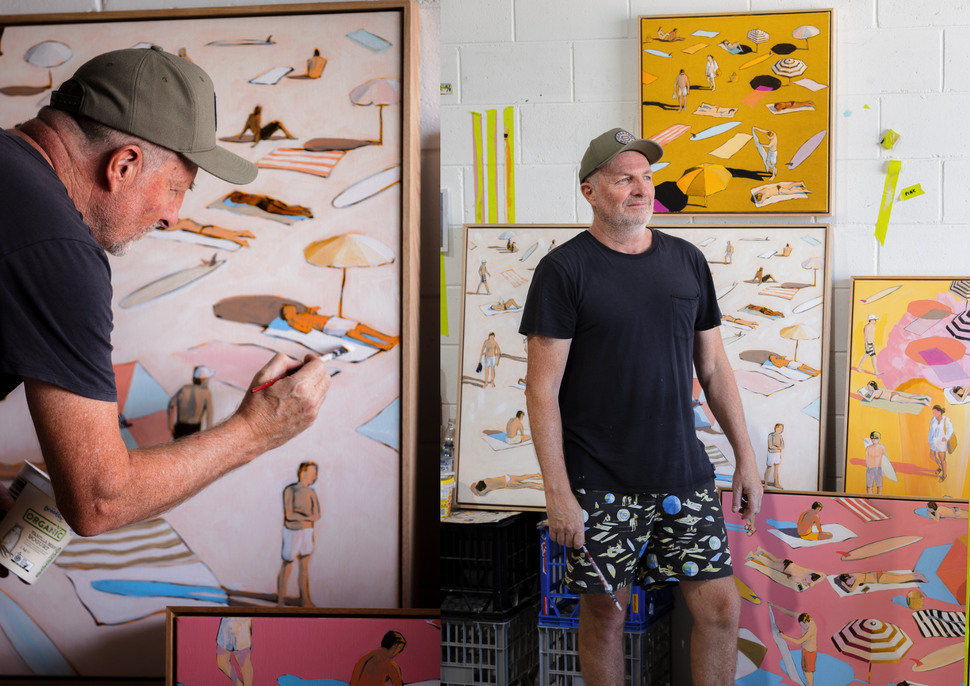 ARTIST MITCH ENGLISH PAINTING IN NOOSA HEADS STUDIO