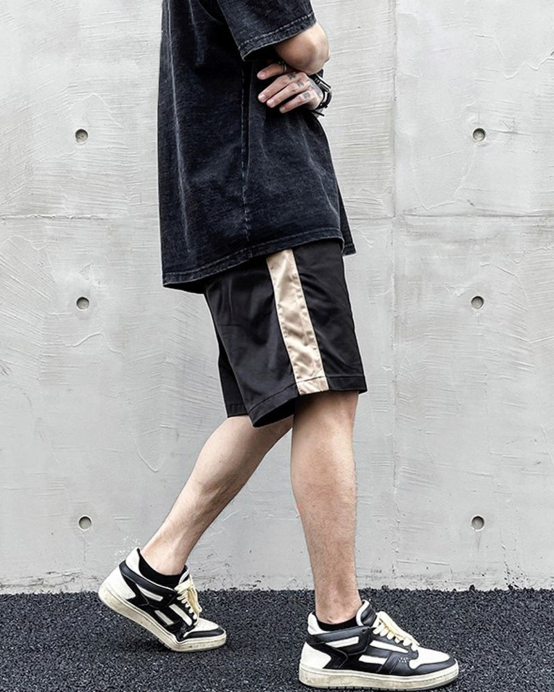 Black & Gold Drawstring Tape Side Stripe Shorts