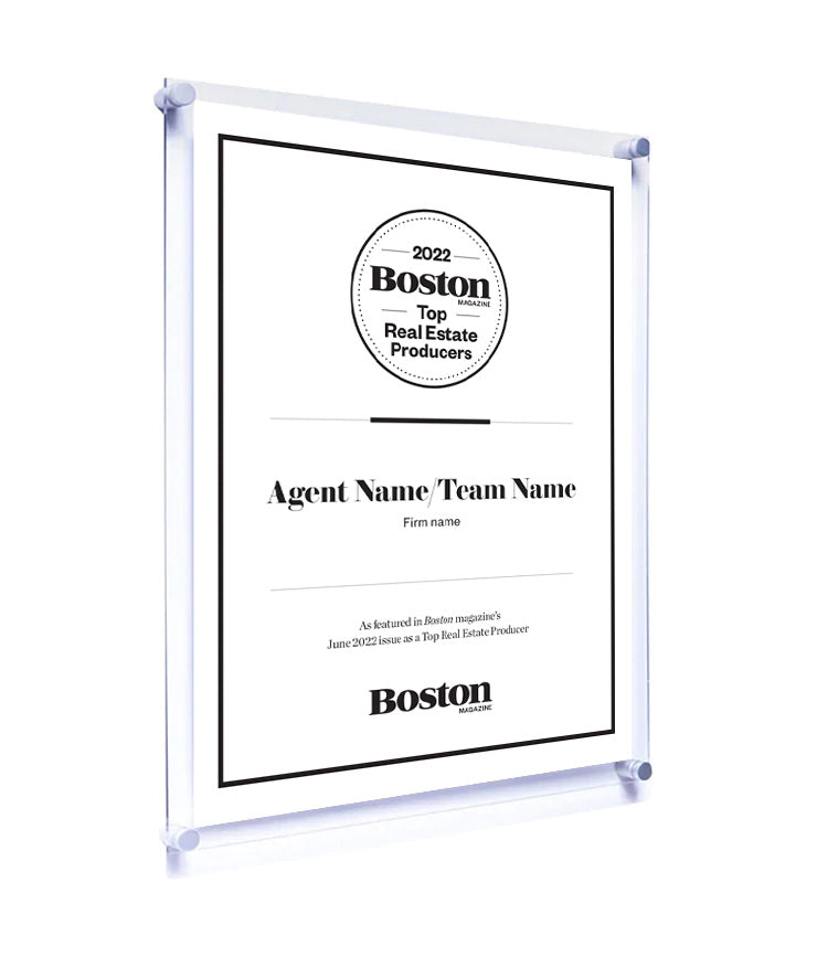 Boston Magazine Top Real Estate Producers Acrylic Standoff Plaque