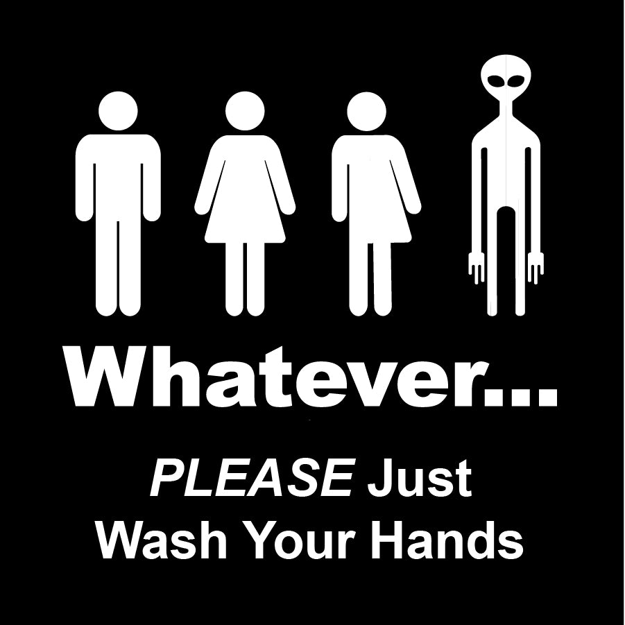 Gender Neutral Whatever Bathroom Sign With White Alien By Newskeepsake 7381