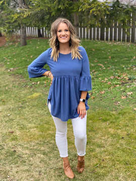 Becca Blue Peplum Top