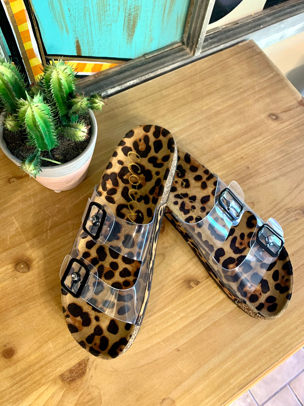 Clear Leopard Print Birkenstocks