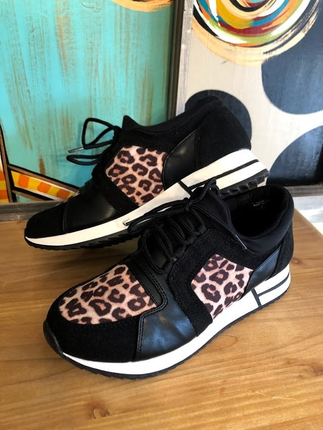 black and leopard sneakers