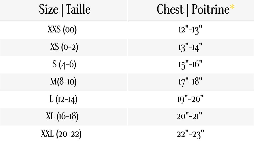 Taille tableau pour Hauts | BelowTheMark Blog