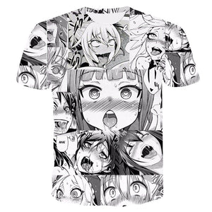 Funny Anime Ahegao Face Short Sleeves T Shirts Hentai Funny Outfit - ahegao roblox shirt