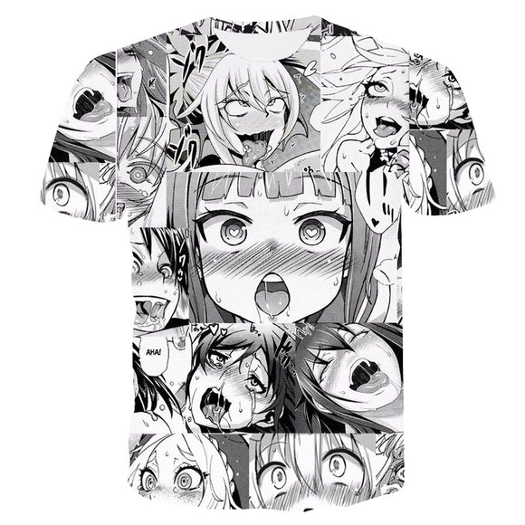 Funny Anime Ahegao Face Short Sleeves T Shirts Hentai Funny Outfit Mosiyeef - roblox anime face shirt