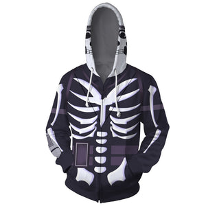 Fortnite Skeleton Zip Up Hoodies Jacket Mosiyeef - grey skeleton hoodie roblox