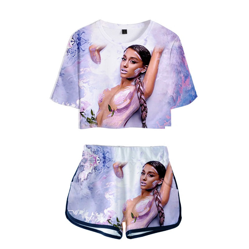 Ariana Grande Crop Top Shirt And Short Suit Mosiyeef - ariana grande roblox clothes