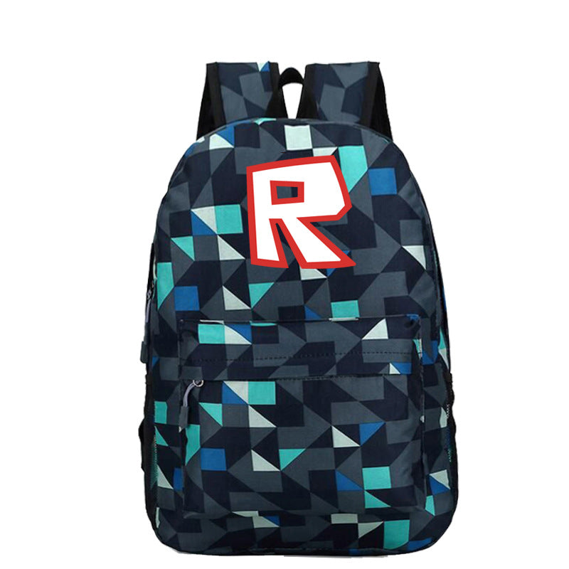 R print roblox backpack for school students book bag daybag