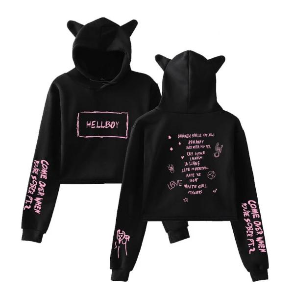 Betere Rapper Lil Peep Crop Top Hoodies Cat Ear Sweatshirt | Rapper Lil FJ-79