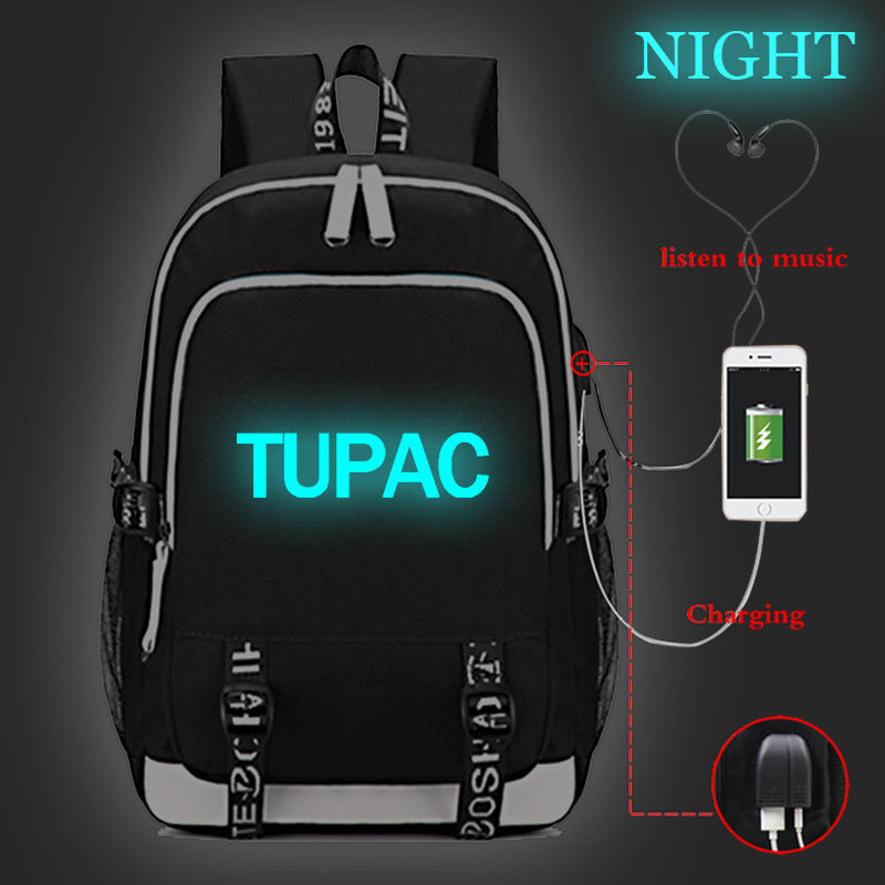 2pac Tupac Shakur Backpack Glow In The Dark For Youth Students Mosiyeef - roblox 2pac codes