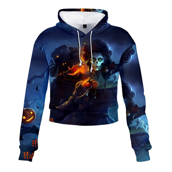 Halloween Hoodies Wizard Face Print Crop Top For Girls Women Mosiyeef - codes for wizard clothing roblox for girls